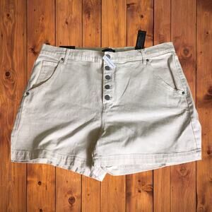Banana Republic  Jean Shorts Women Sz. 34 NWT Cream Button front Denim Casual